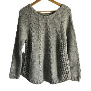 Elisabetta Collection‎ Medium Alpaca Wool Blend Scoop Neck Cable Knit Sweater